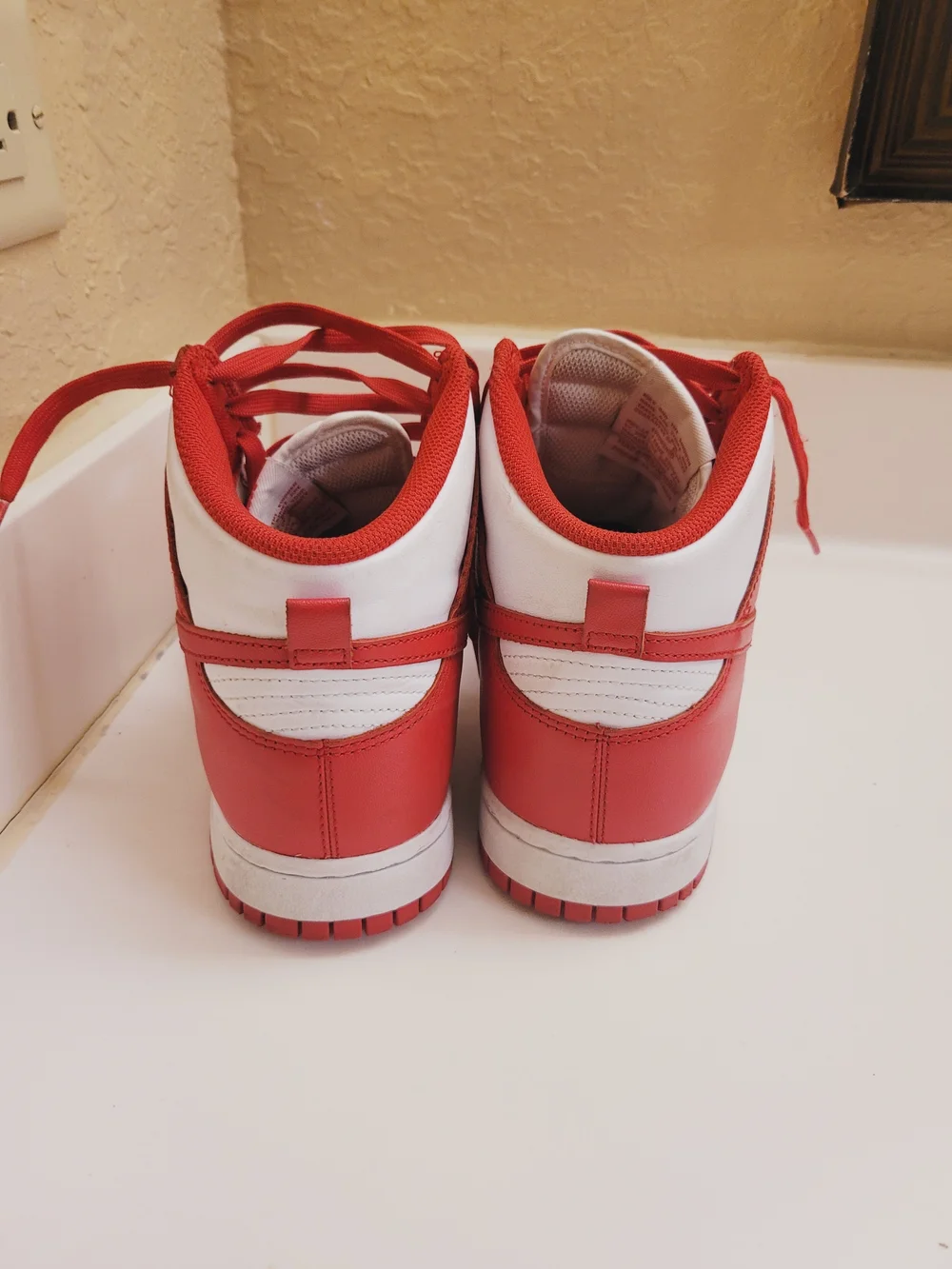 Mens 10 Red and White High-Top Sneakers